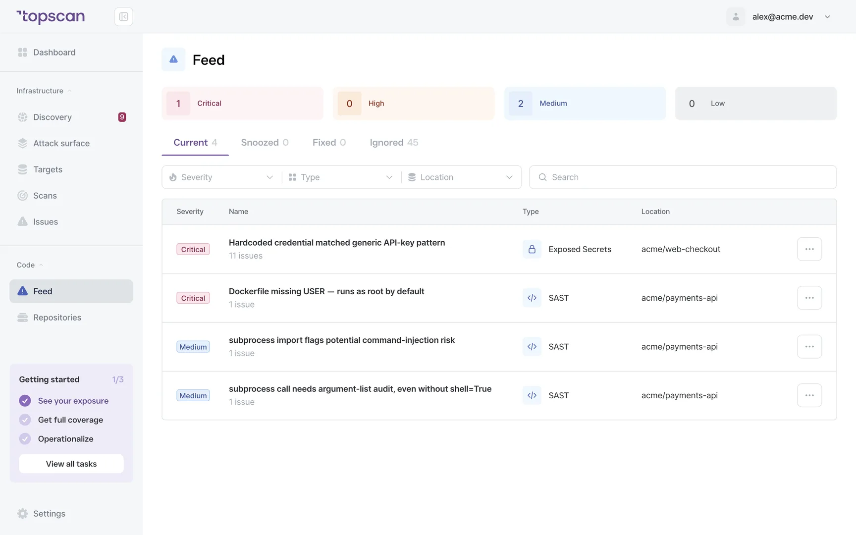 Topscan: static analysis overview by repository